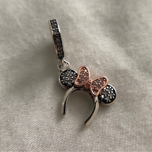 Pandora Disney Minnie Mouse Pavé Headband Dangle Pendant Charm - Picture 6 of 7